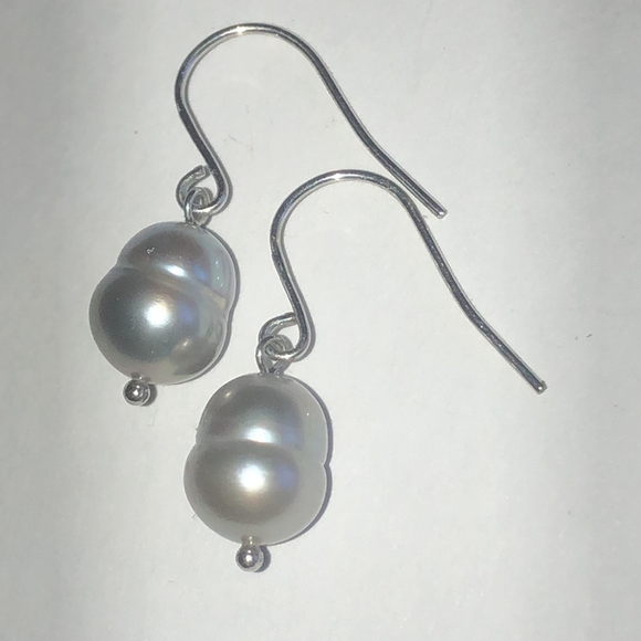 Honora Elegant Silver Gray Genuine Pearl Drop Earrings - Picture 3 of 7